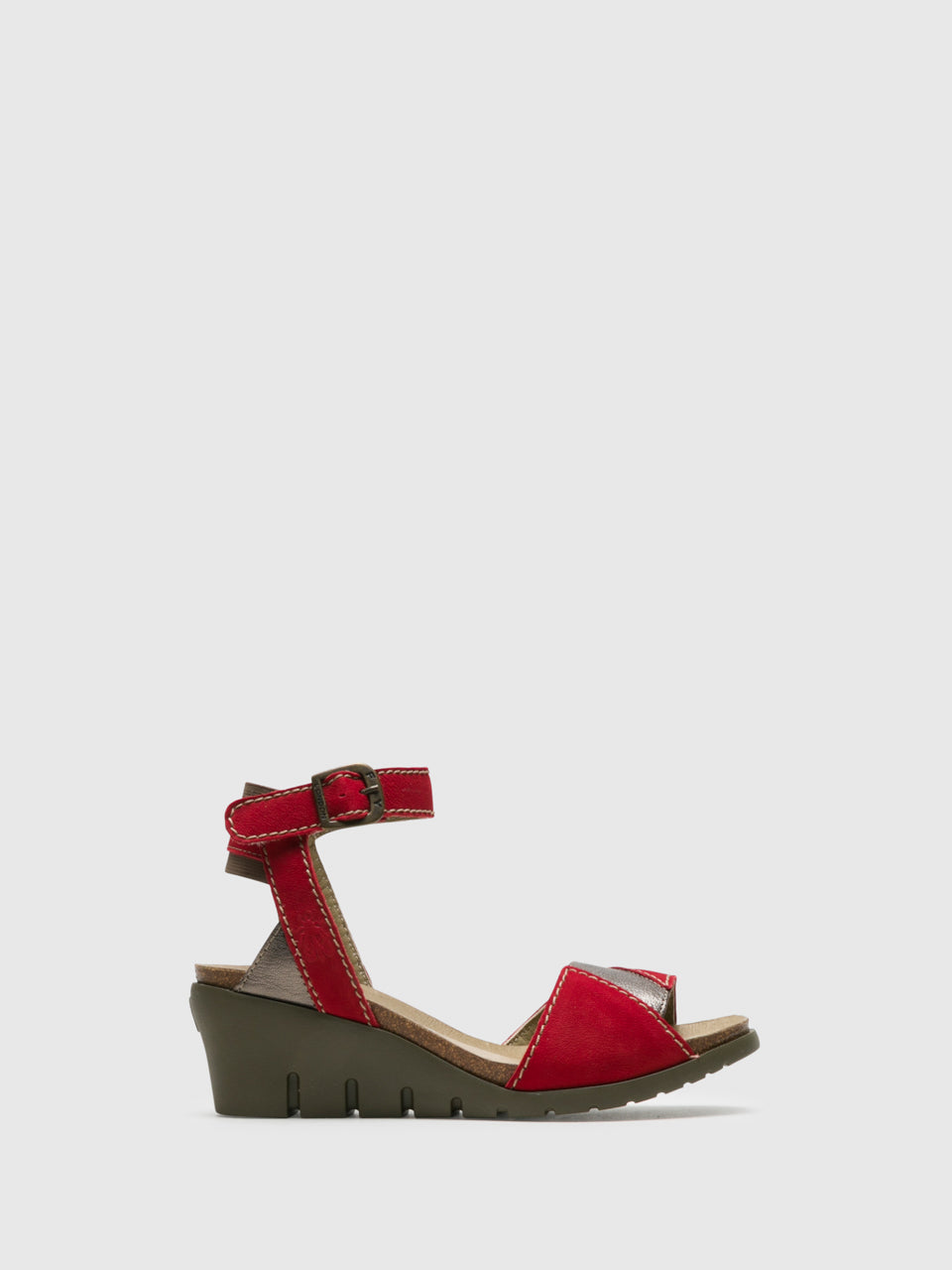 Fly London Red Ankle Strap Sandals